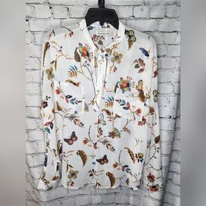 Abercrombie &Fitch Long Sleeve Floral Fall Butterfly Blouse Size Medium‎